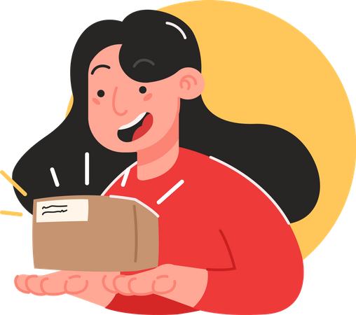 Girl received package Illustration
