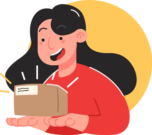Girl received package Illustration