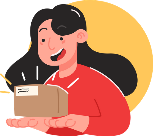 Girl received package  Illustration