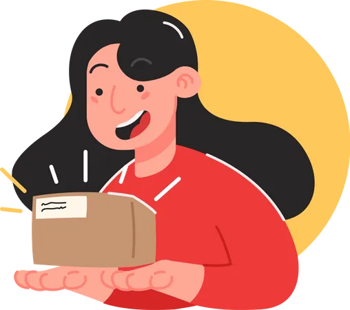 Girl received package  Illustration