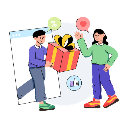 Girl receives her online product delivery  Illustration