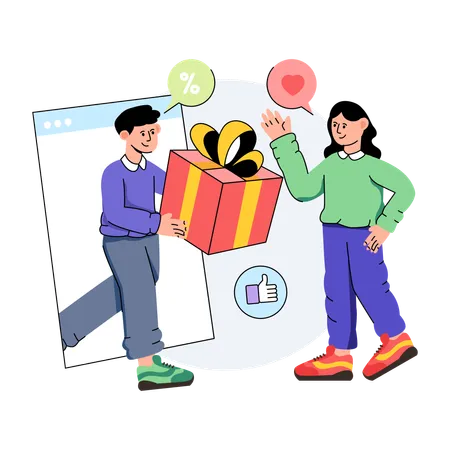 Girl Receives Her Online Product Delivery Illustration