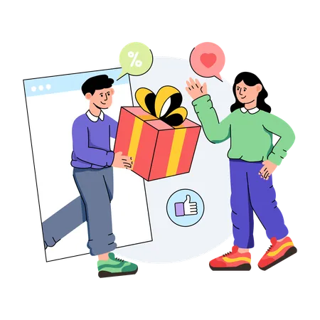 Girl receives her online product delivery  Illustration