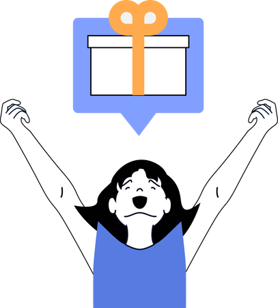 Girl receives shopping reward from online shopping  Illustration