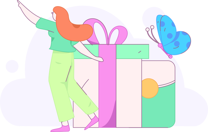 Girl receives shopping voucher  Illustration