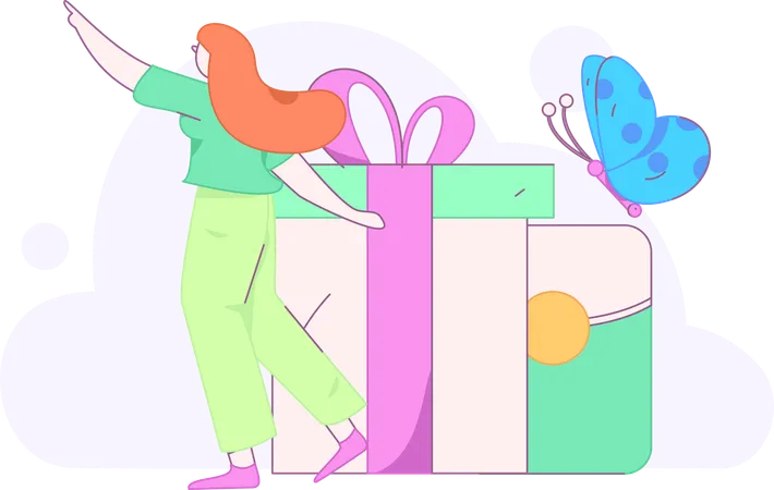 Girl receives shopping voucher  Illustration