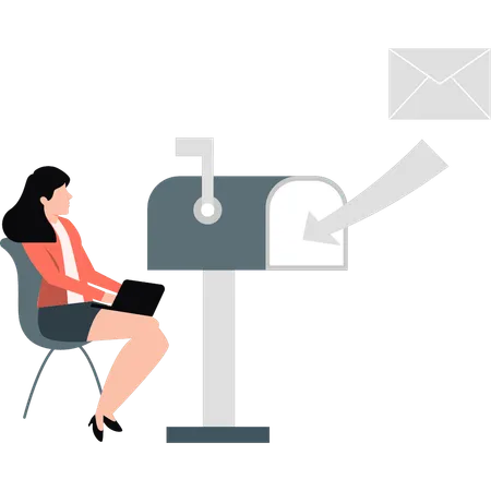 Girl receiving business email  Illustration