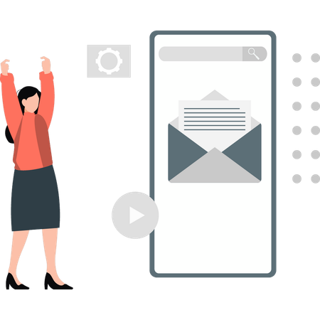 Girl receiving business email  Illustration