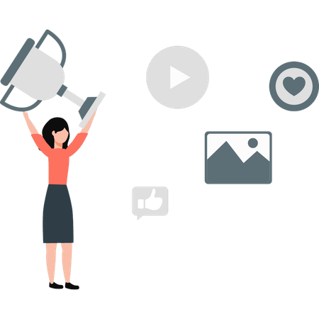 Girl receiving business price  Illustration