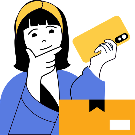 Girl receiving delivery package  Illustration