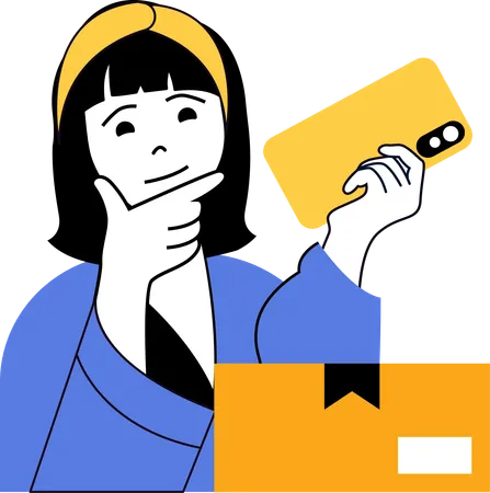 Girl receiving delivery package  Illustration