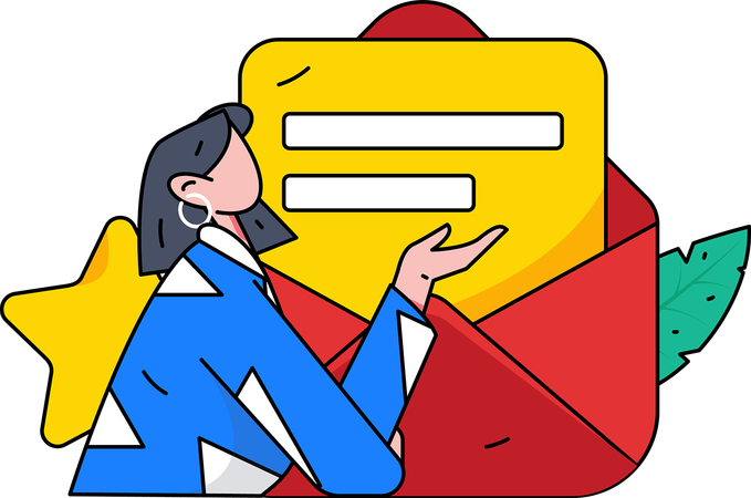 Girl receiving email notification  Illustration