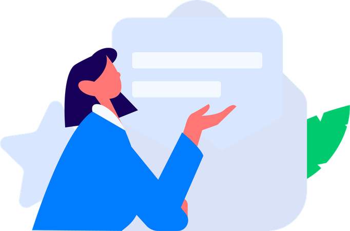 Girl receiving email notification  Illustration