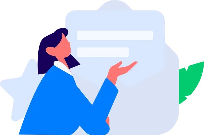Girl receiving email notification  Illustration