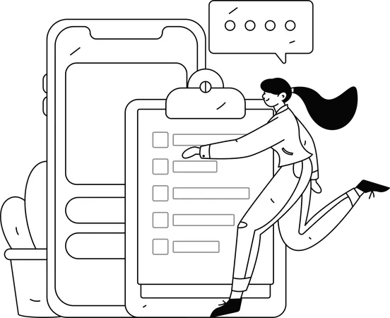 Girl receiving email notification  Illustration