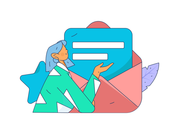 Girl receiving email notification  Illustration