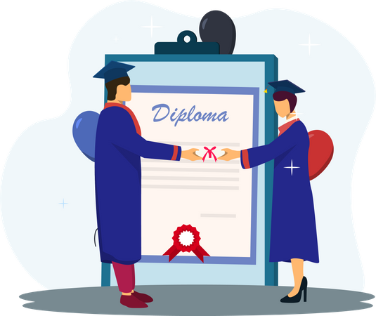 Girl receiving graduation degree  Illustration