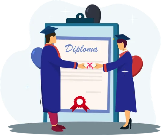 Girl receiving graduation degree  Illustration