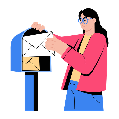 Girl receiving job offer letter  Illustration