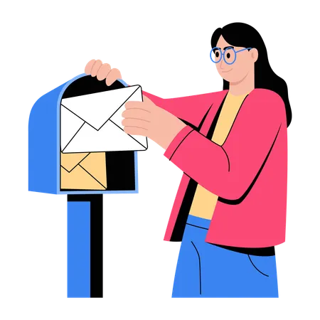 Girl receiving job offer letter  Illustration