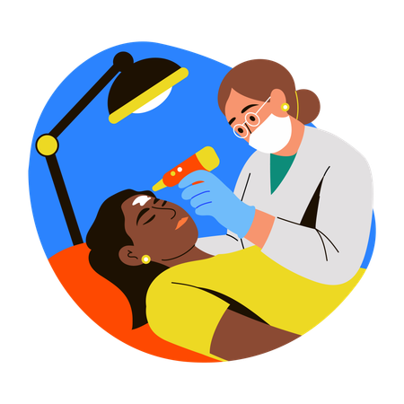 Girl receiving Laser treatment  Illustration
