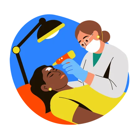 Girl receiving Laser treatment  Illustration