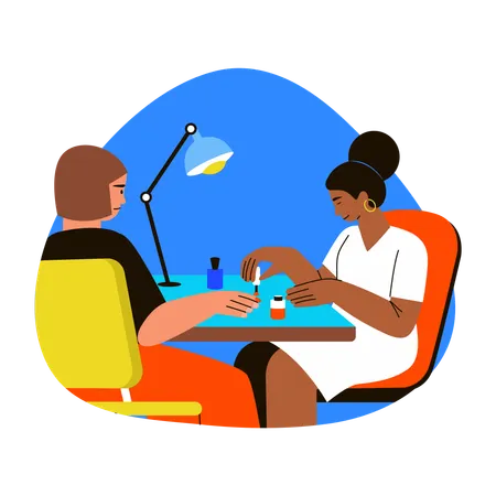 Girl receiving Manicure  Illustration