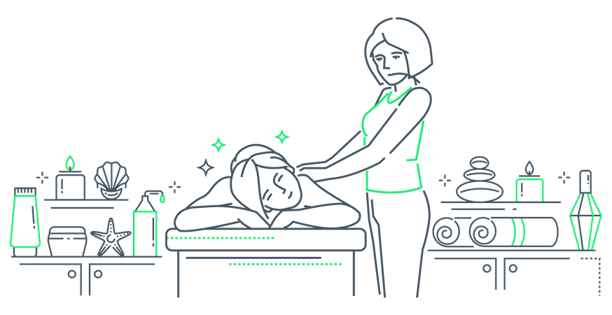 Girl receiving massage in spa  Illustration