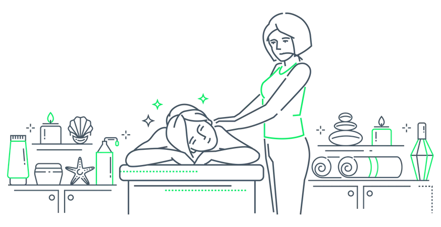 Girl receiving massage in spa  Illustration