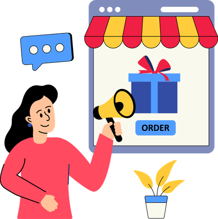 Girl receiving online order  Illustration