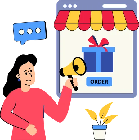 Girl receiving online order  Illustration