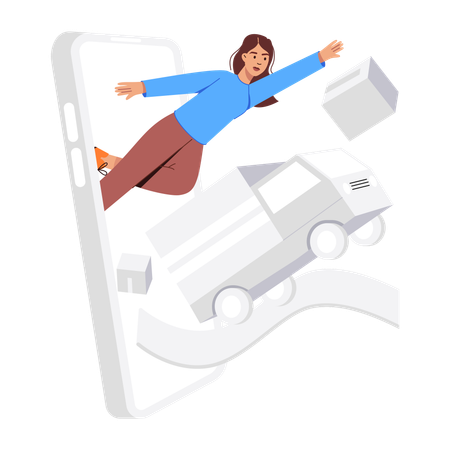 Girl receiving Online Shipping delivery  Illustration