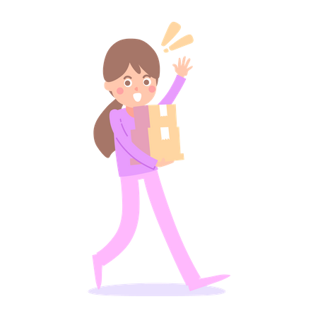 Girl receiving package delivery  Illustration