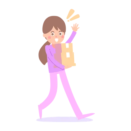 Woman Delivering A Package Illustration