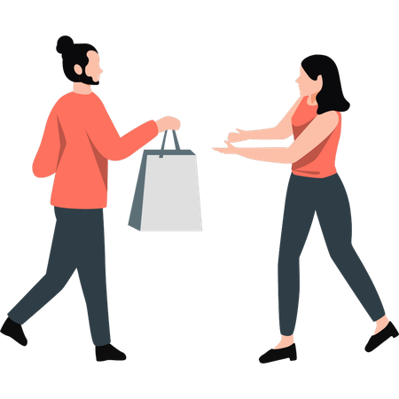 Girl receiving shopping delivery  Illustration