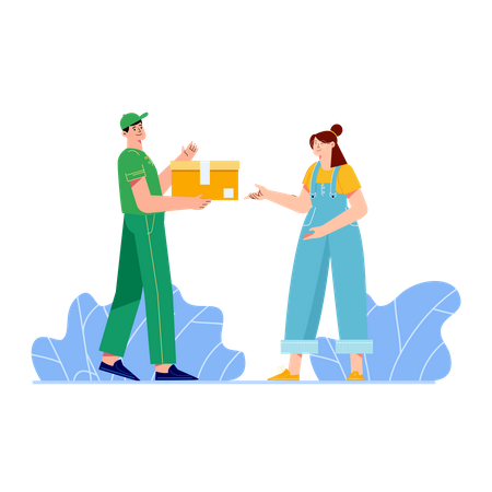 Girl receiving shopping delivery  Illustration