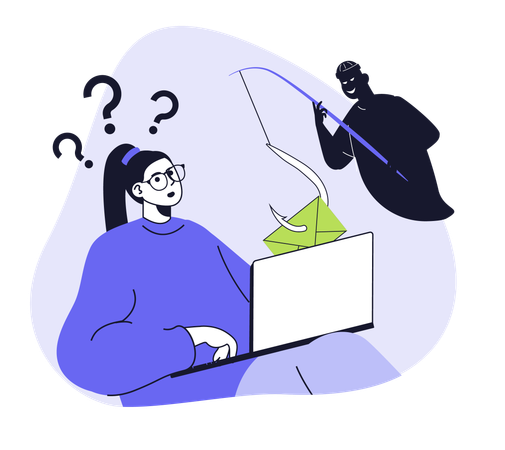 Girl reciving cyber crime email  Illustration
