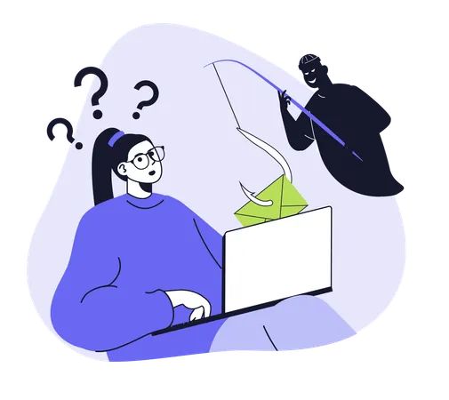 Girl reciving cyber crime email  Illustration