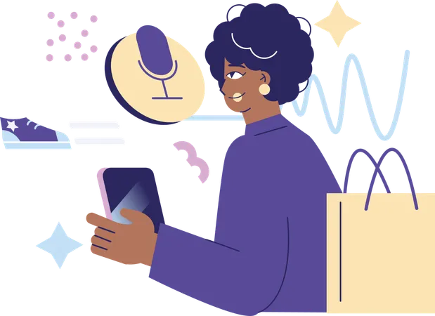 Girl recording online podcast  Illustration