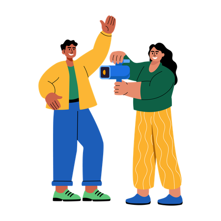 Girl recording promotion ad  Illustration