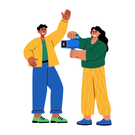 Girl recording promotion ad  Illustration