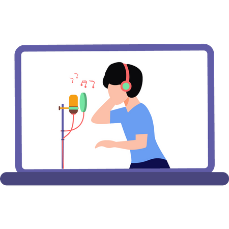 Girl recording song  Illustration