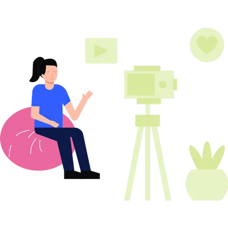 Girl recording the video  Illustration