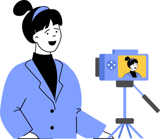 Girl recording with camera  Illustration