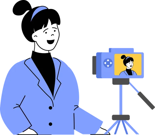 Girl recording with camera  Illustration