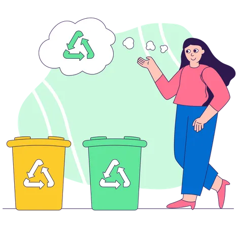 Girl recycling waste Illustration