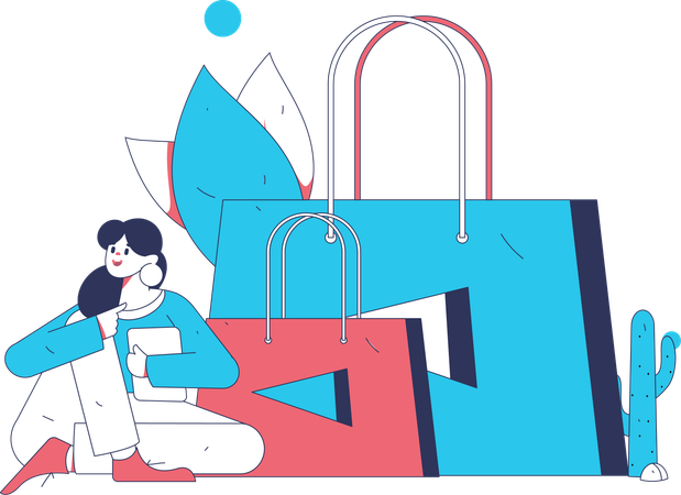 Girl redeem shopping voucher  Illustration