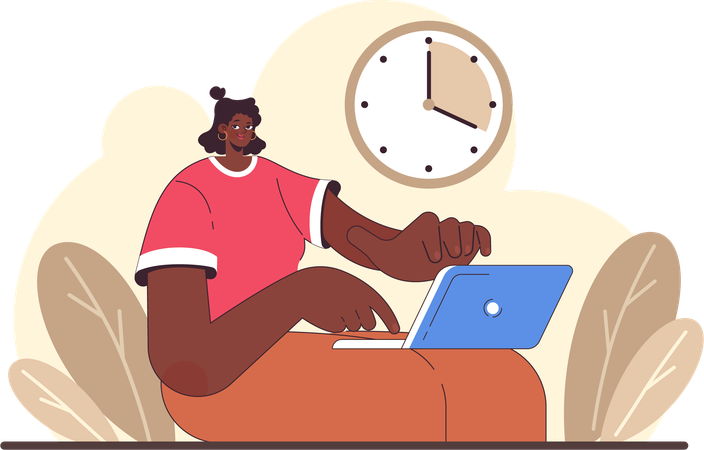 Girl reducing screen time  Illustration