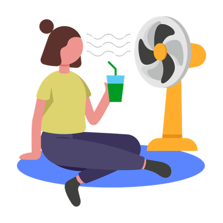 GIrl Refreshing from Summer heat  Illustration