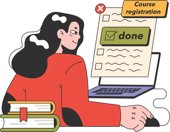 Girl register online course  Illustration